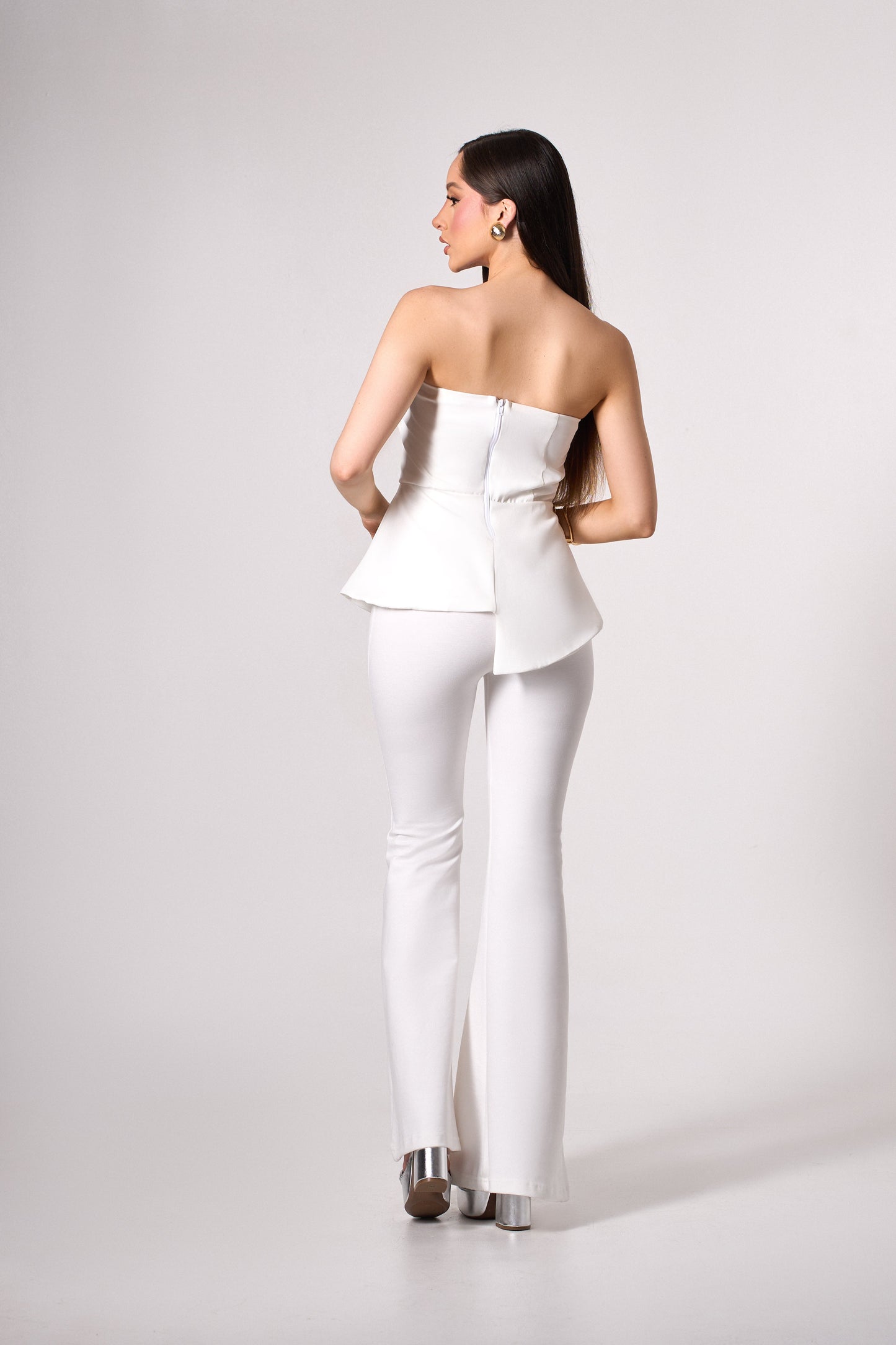Blusa Strapless con Moño Marfil